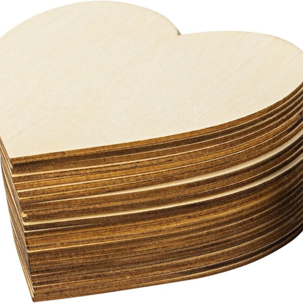 50PCS Unfinished Blank Wood Pieces, 4 x 4 Inch Natural Wooden Slices Cutouts for